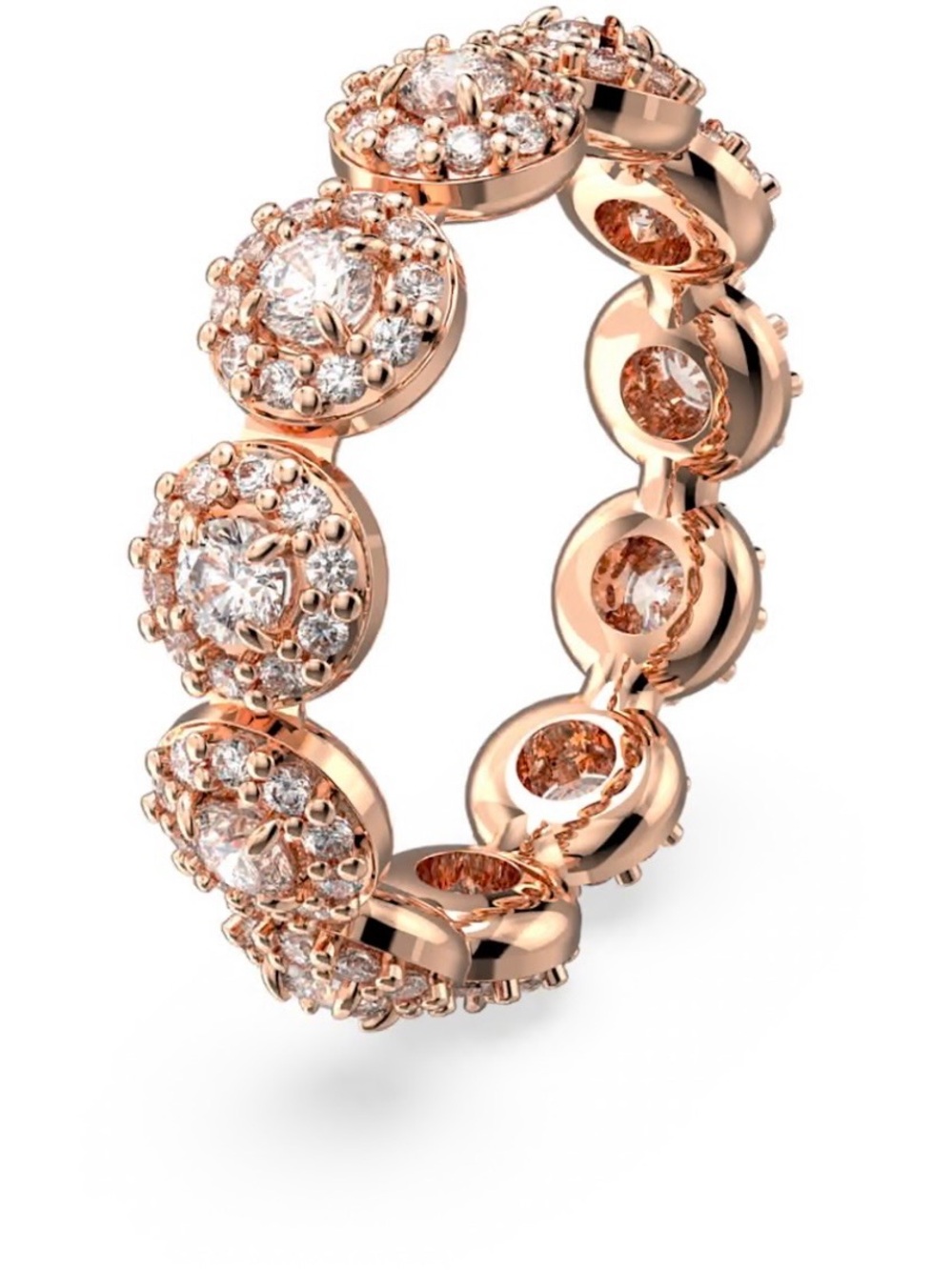 Swarovski Rose Gold Halo Eternity Ring with Clear Crystals